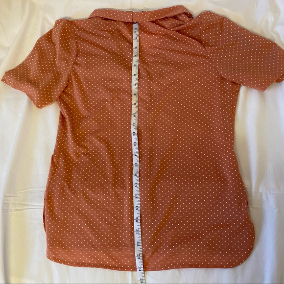 Vintage 70’s Stoplight of California Peach Polka-Dot Button Down Blouse - M - Picture 11 of 12